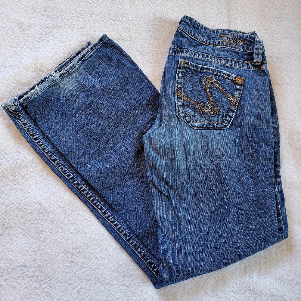 Silver Eden Distressed Boot Cut Jeans, W27/L33